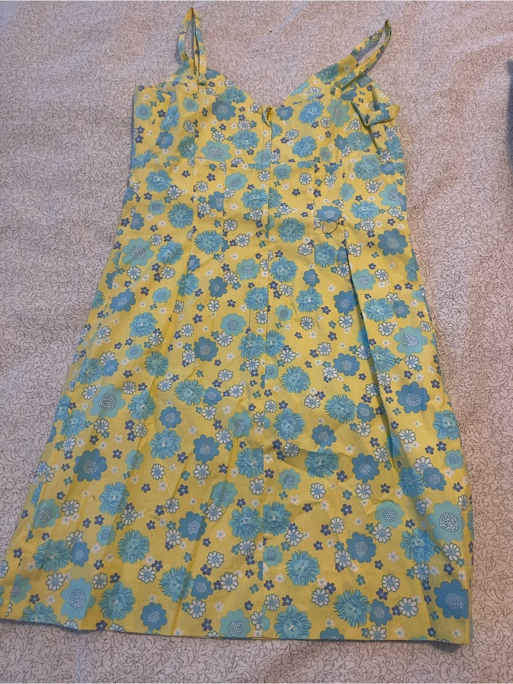 Lilly Pulitzer Yellow Dress with Blue Floral Print